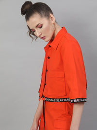 STREET 9 Women Orange Solid Lightweight Tailored Jacket