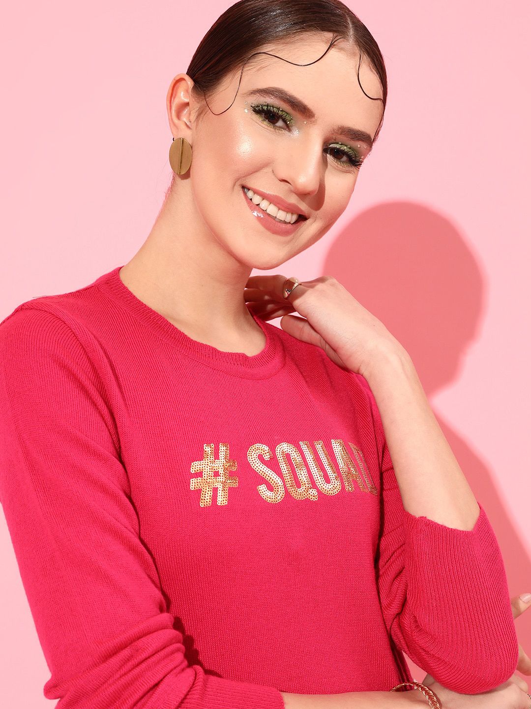 STREET 9 Women Typography Embellished Acrylic Pullover