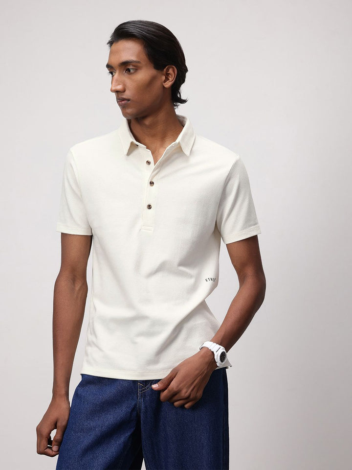 ether Kora Textured Polo Collar T-shirt