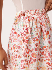 DressBerry Women Floral Printed Tie-Ups A-Line Mini Skirt