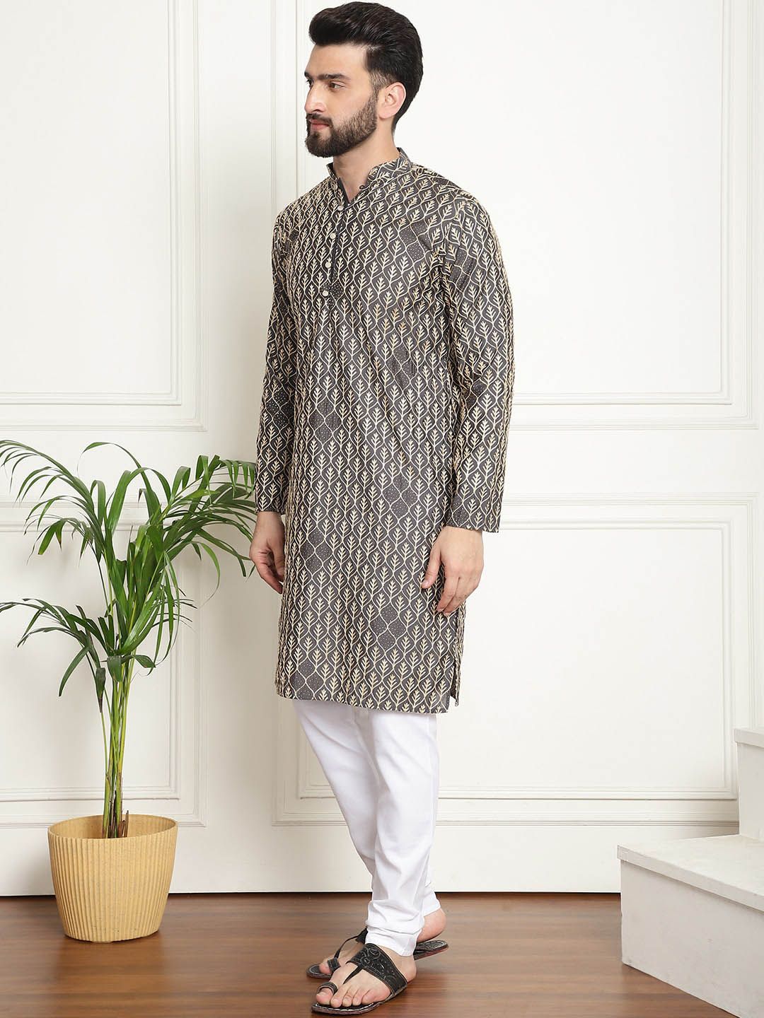 SOJANYA Kurta Kapas Tulen Sulaman dengan Churidar