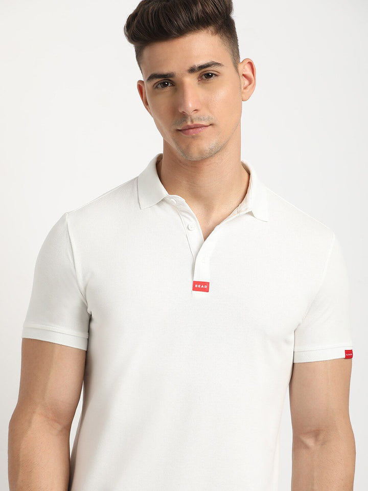 THE BEAR HOUSE Polo Collar Short Sleeves Slim Fit T-shirt