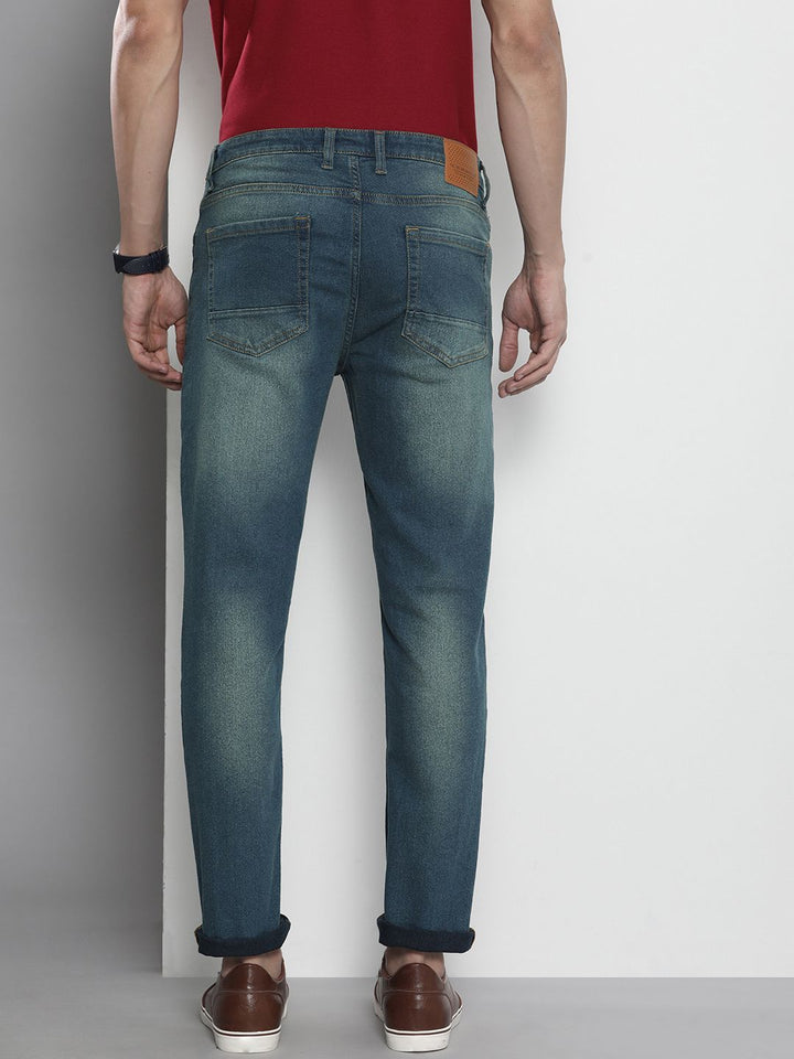 The Indian Garage Co Men Blue Slim Fit Heavy Fade Stretchable Jeans