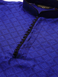 SOJANYA Men Blue Woven Design Straight Kurta