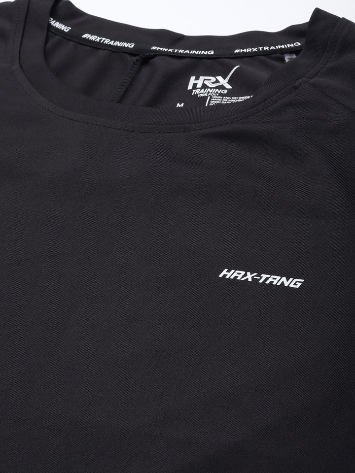 HRX By Hrithik Roshan Training Men Jet Black Rapid-Dry Typography Tshirts