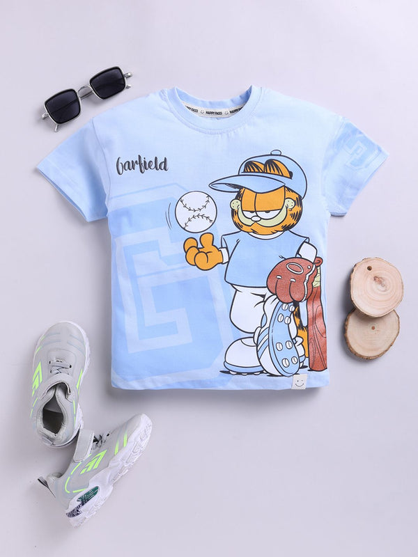 Happy Faces Kids Boys Garfield Printed Pure Cotton T-Shirt