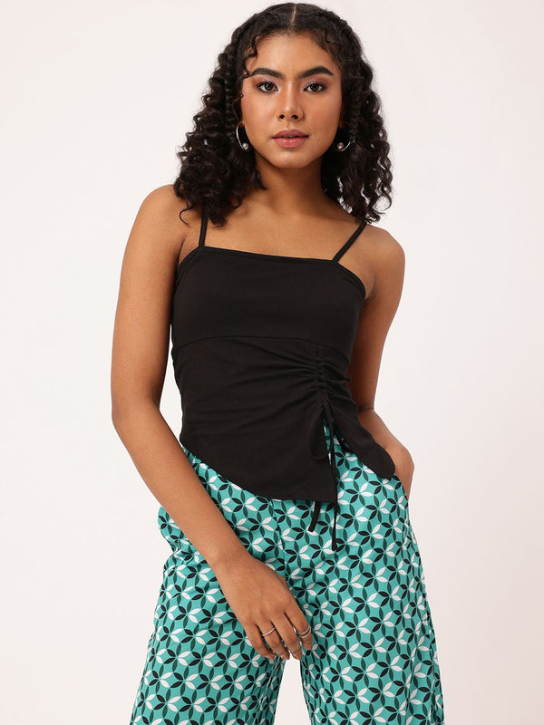 DressBerry Shoulder Straps Ruched Crop Top