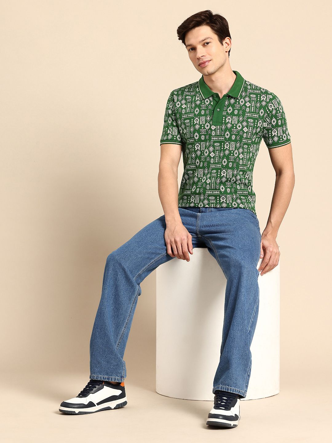 Being Human Printed Polo Collar Pure Cotton T-shirt