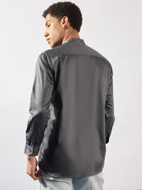DENNISON Men Solid Mandarin Collar Smart Casual Shirt