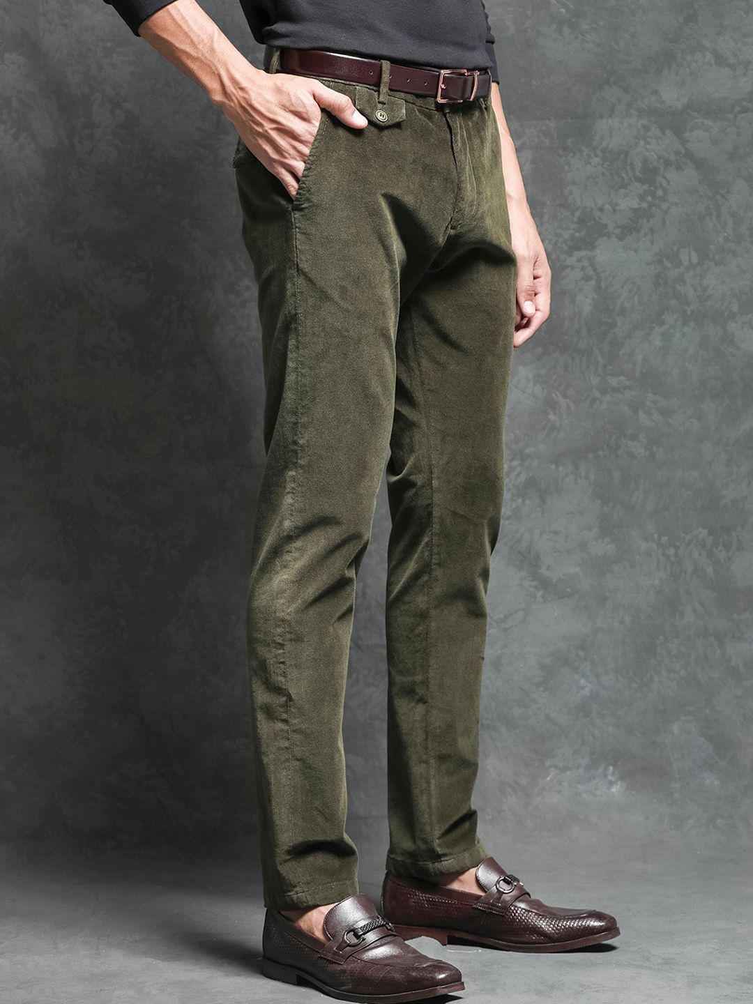 RARE RABBIT Men Cloy Slim Fit Mid-Rise Cotton Trouser