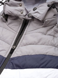 The Indian Garage Co Men Colourblock Puffer Jacket with Detachable Hood