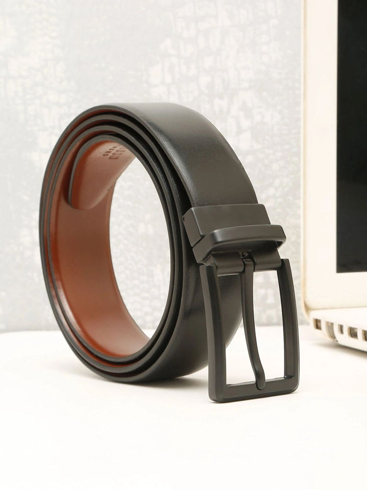 Teakwood Leathers Men Textured Leather Reversible Belt