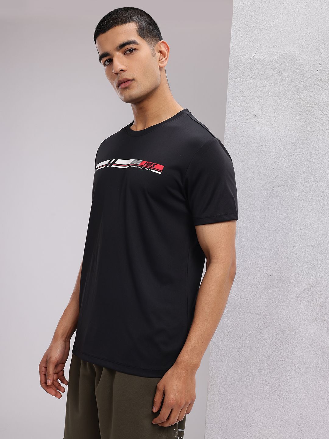 HRX by Hrithik Roshan Men Striped Rapid-Dry Training T-shirt
