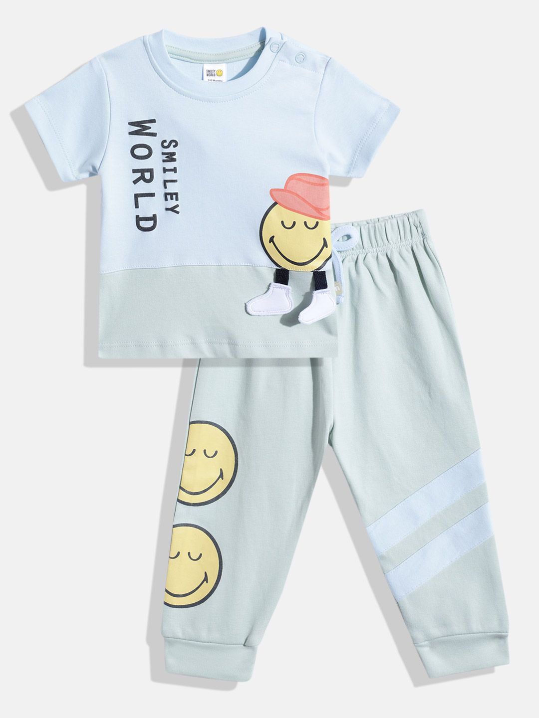 Moms Love Infant Boys Conversational Print Colourblocked Pure Cotton Clothing Set