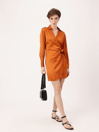 DressBerry Rusty Glam Satin On The Dance Floor Wrap Dress