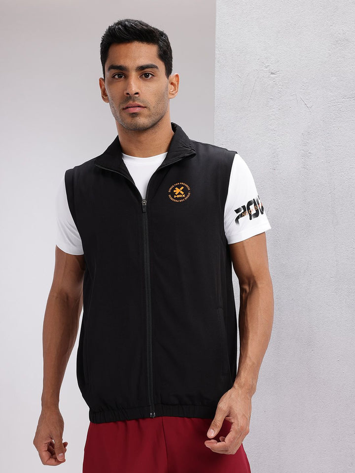 HRX by Hrithik Roshan Brand Logo Printed Detail Rapid-Dry Training Gilet Jacket