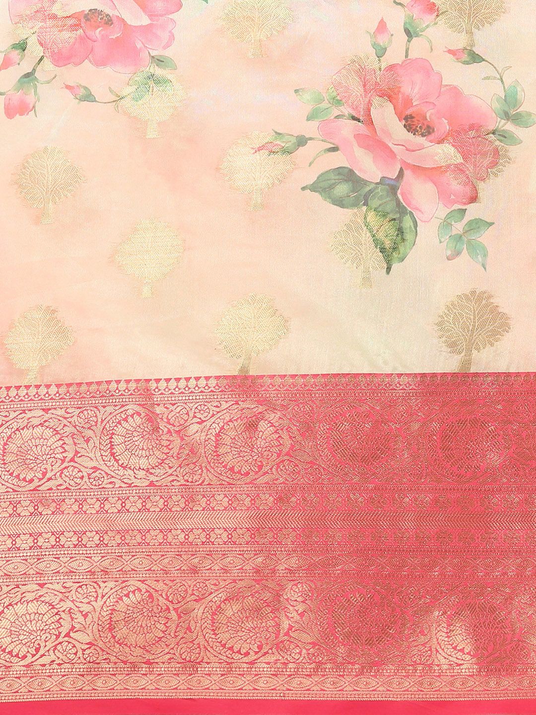 Silk Land Woven Kalamkari Art Silk Chanderi Digital Print Saree