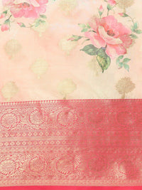 Silk Land Woven Kalamkari Art Silk Chanderi Digital Print Saree