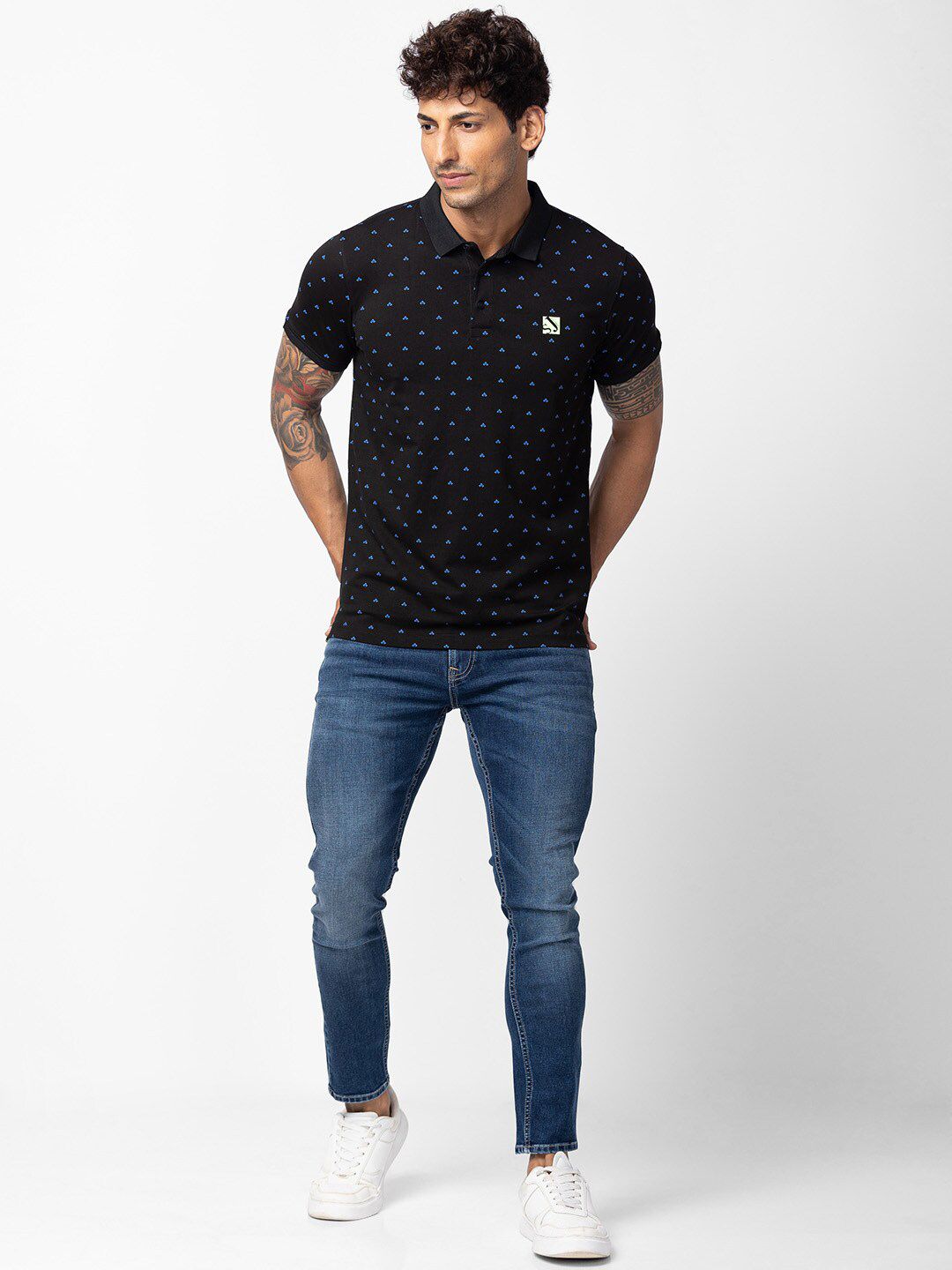 SPYKAR Men Printed Polo Collar Slim Fit T-shirt