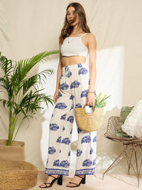 Berrylush Women Floral Printed High-Rise Trousers