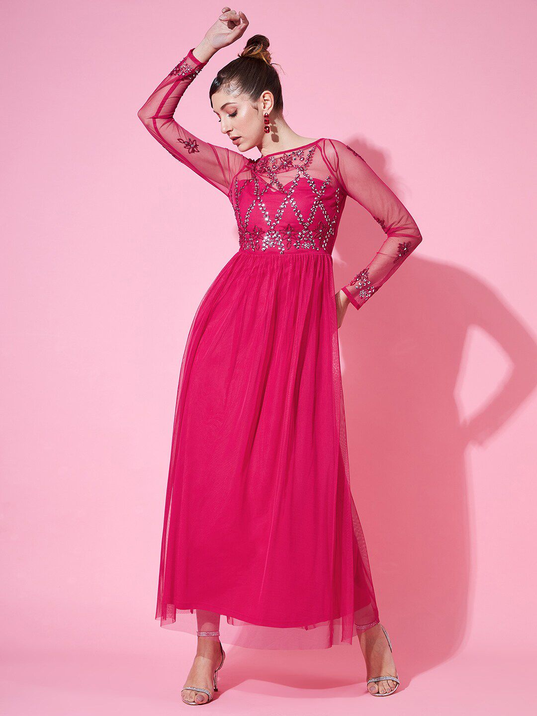 STREET 9 Embellished Net Empire Dress