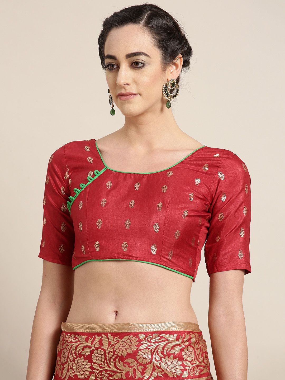 Saree mall Red & Golden Silk Blend Printed Patola Saree