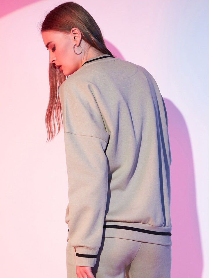 STREET 9 Typography Printed Fleece Pullover Sweatshirt
