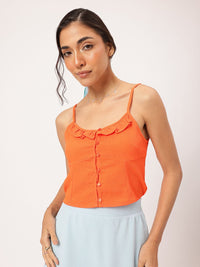 DressBerry Seersucker Sweetheart Ruffled Crop Top