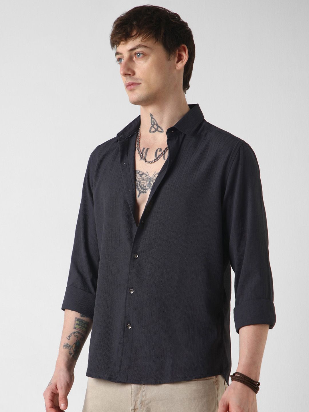 VASTRADO Men Classic Slim Fit Opaque Striped Casual Shirt