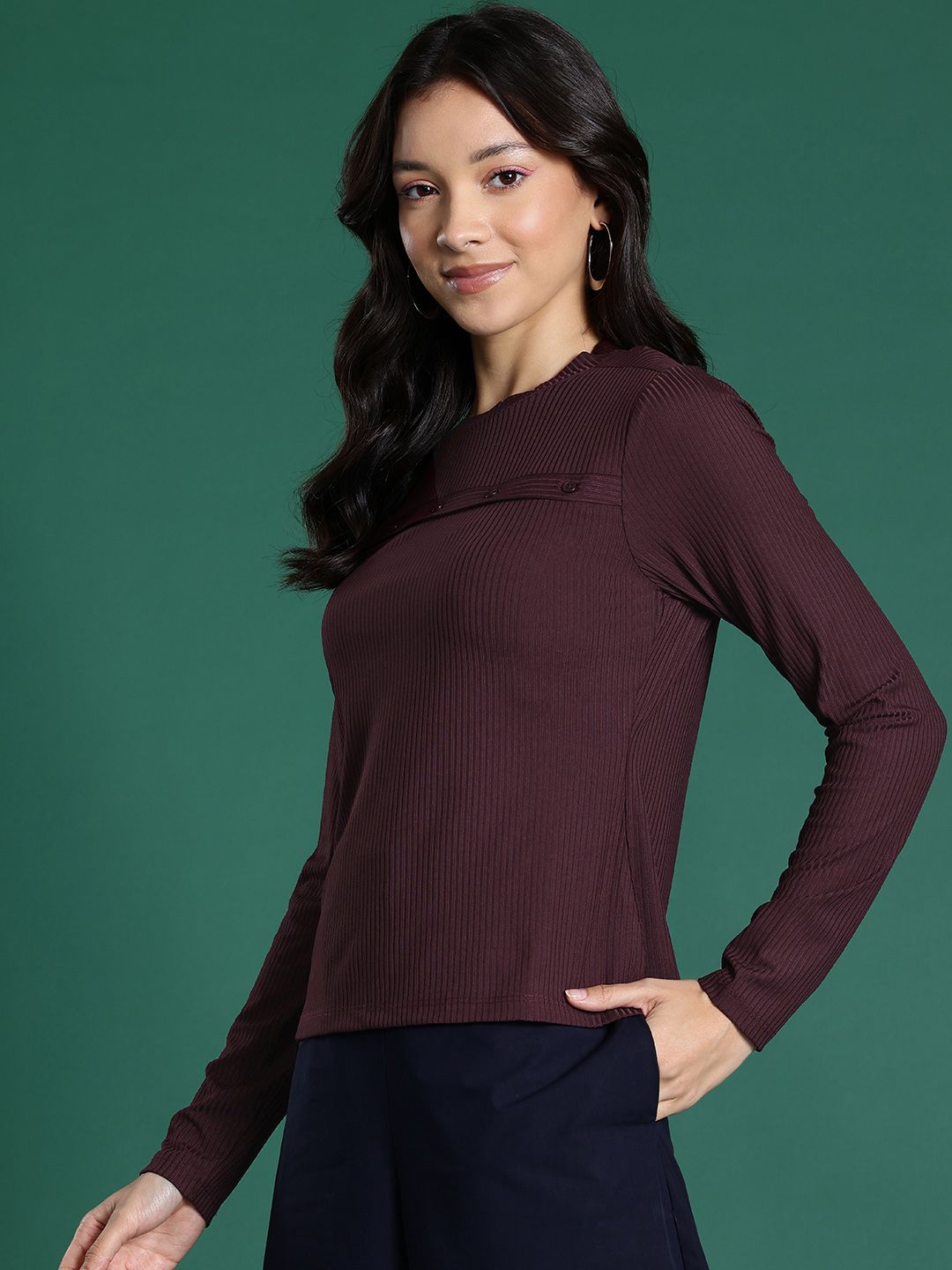 DressBerry Self-Striped Full Sleeves Top