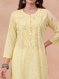 Rumah Wanita Chikankari Motif Etnik Sulam Benang Kerja Kurta