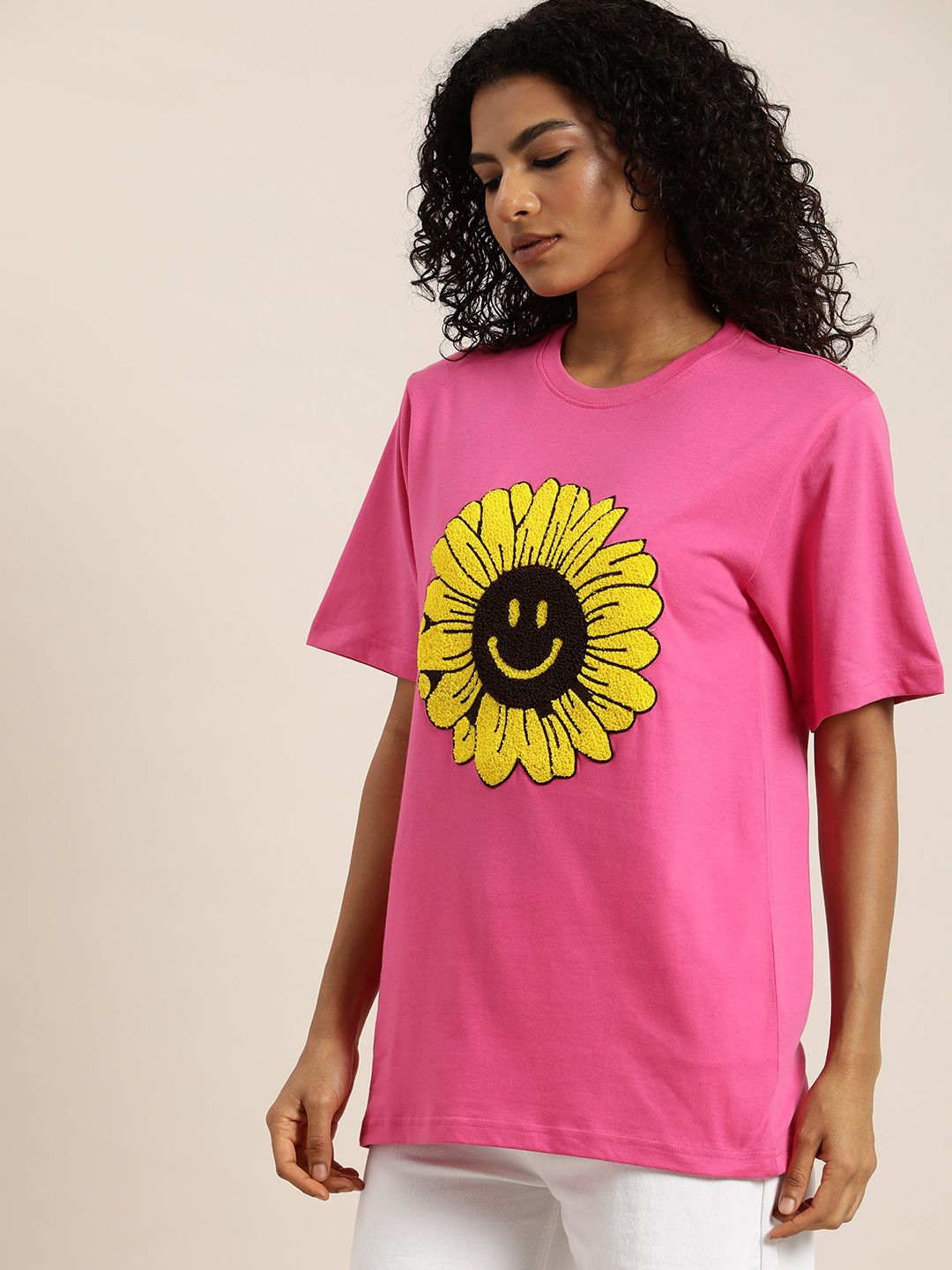 DILLINGER Embroidered Oversize Pure Cotton Longline T-shirt