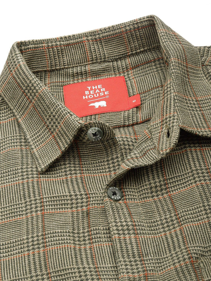 THE BEAR HOUSE Men Slim Fit Checked Pure Cotton Casual Shirt