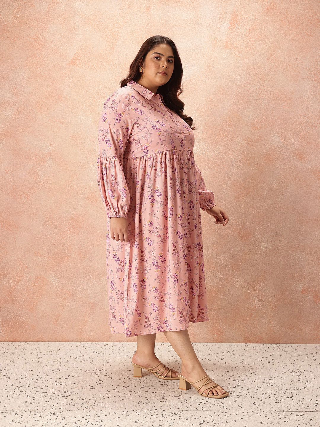 all about you Floral Print Shirt Style Midi Dress