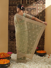 Kasee ​​Floral Zardozi Supernet Designer Saree