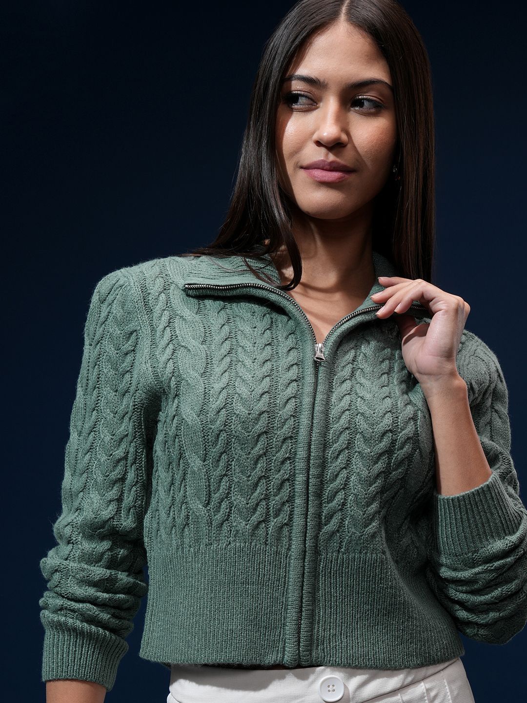 Tokyo Talkies Wanita Kabel Knit Cardigan