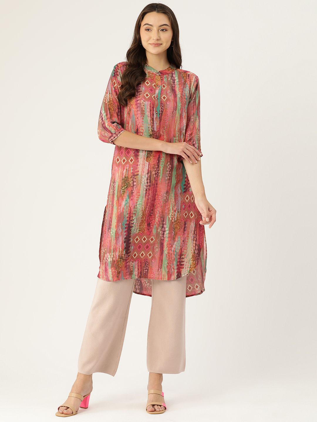 Monte Carlo High-Low Hem Printed Kurta