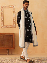 Jompers Floral Embroidered Sequinned Kurta With Pyjamas & Dupatta