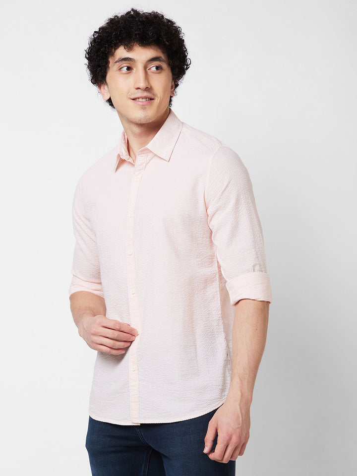 SPYKAR Textured Long Sleeves Cotton Casual Shirt