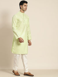SOJANYA Men Printed Kurta with Churidar & Nehru Jacket