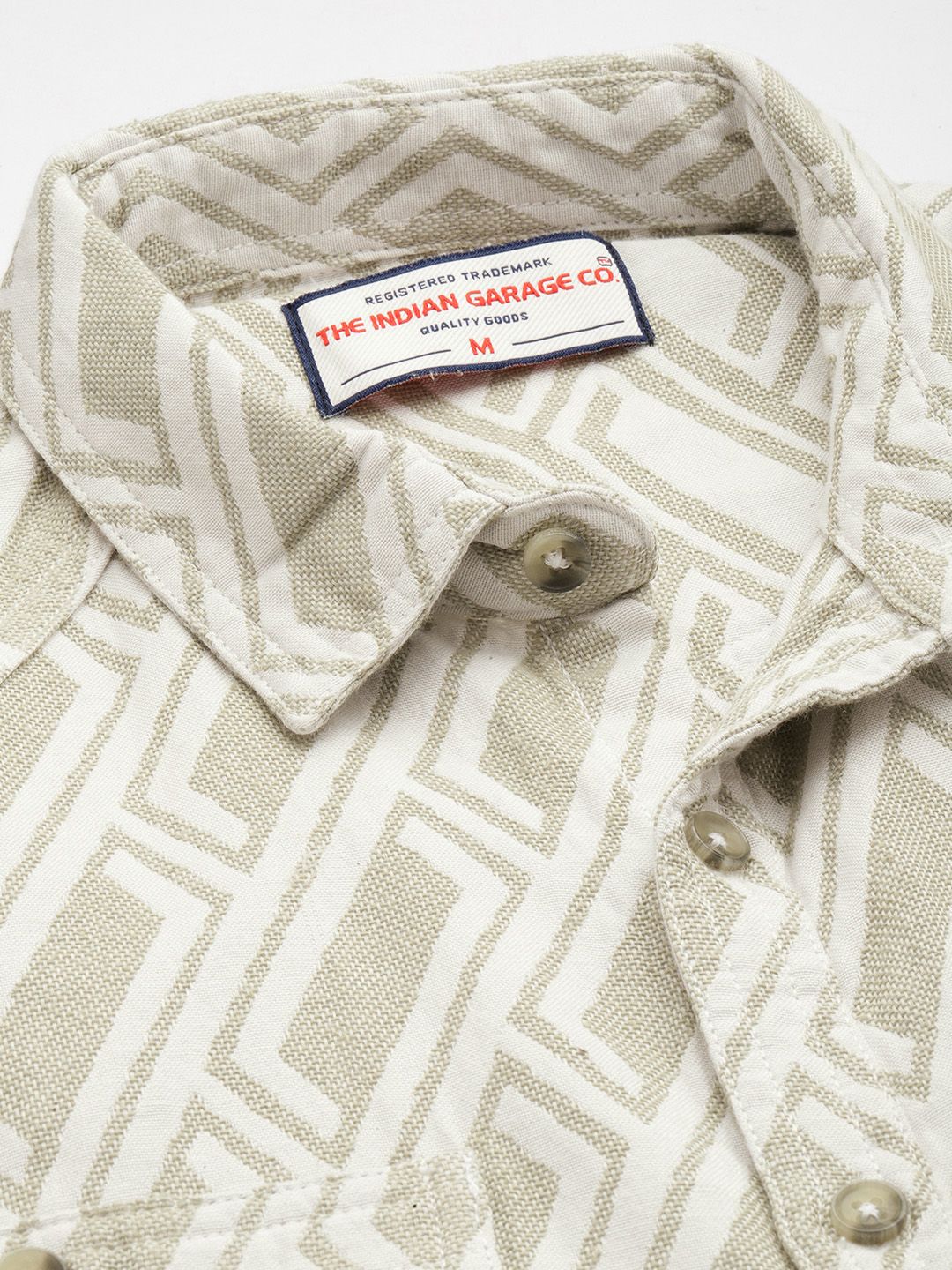The Indian Garage Co Men Relaxed Fit Textured Resort Wear Jacquard Shirt