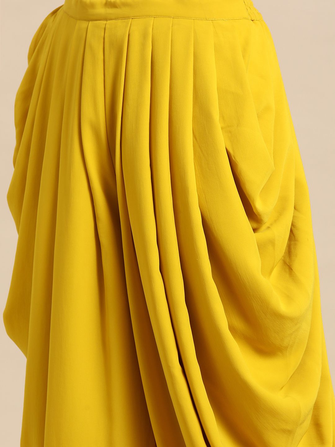 Libas Pure Georgette Ruffled Detail Dhoti Saree with Stitched Blouse