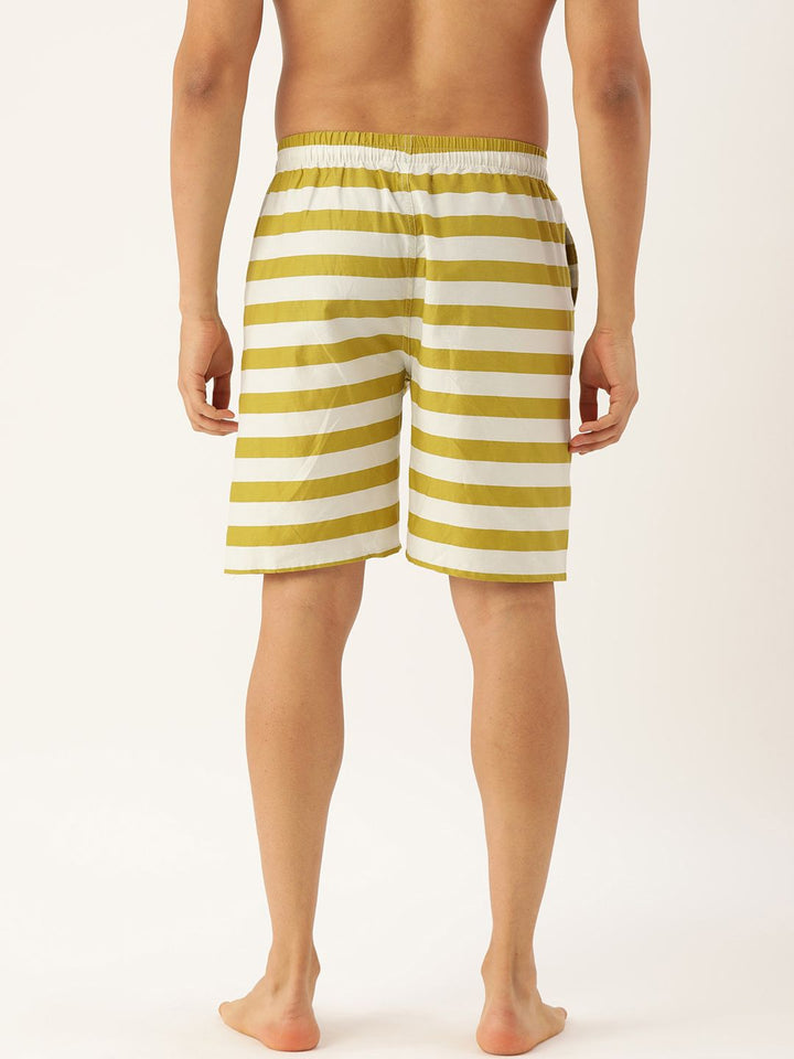 The Indian Garage Co Men Mustard Yellow & White Striped Pure Cotton Boxers 1120-BXR10-15