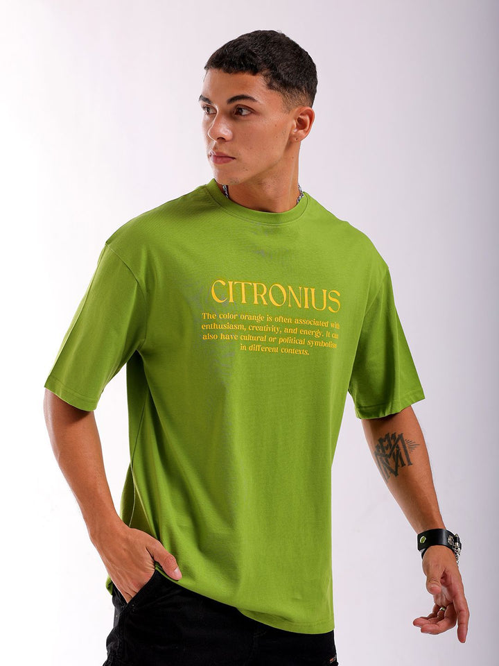 The Indian Garage Co Men Back Printed Boxy Oversized Round Neck T-shirt