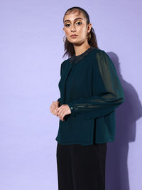 QUIERO Puff Sleeve Georgette Top