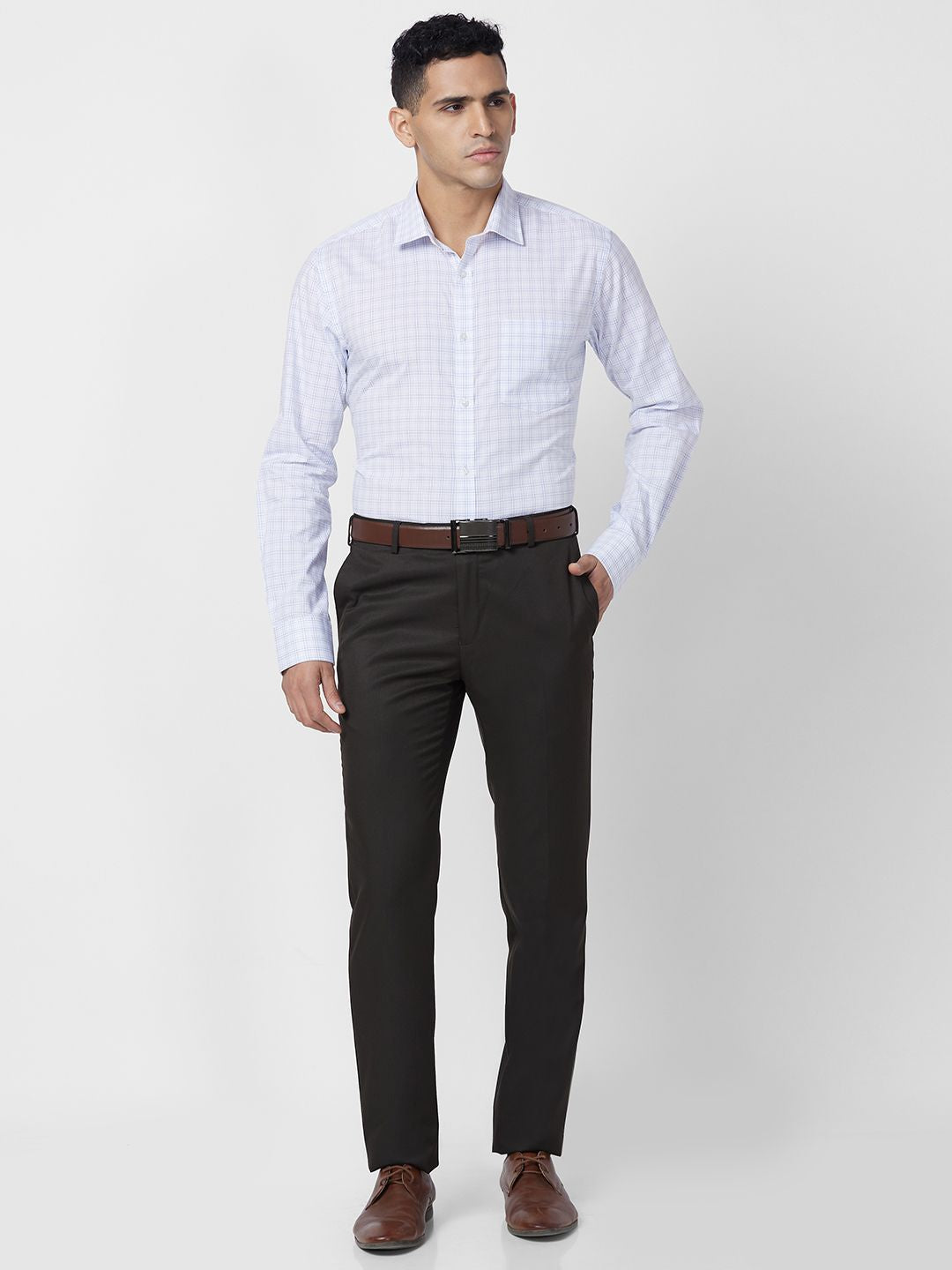 Park Avenue Pure Cotton Slim Fit Opaque Checked Formal Shirt