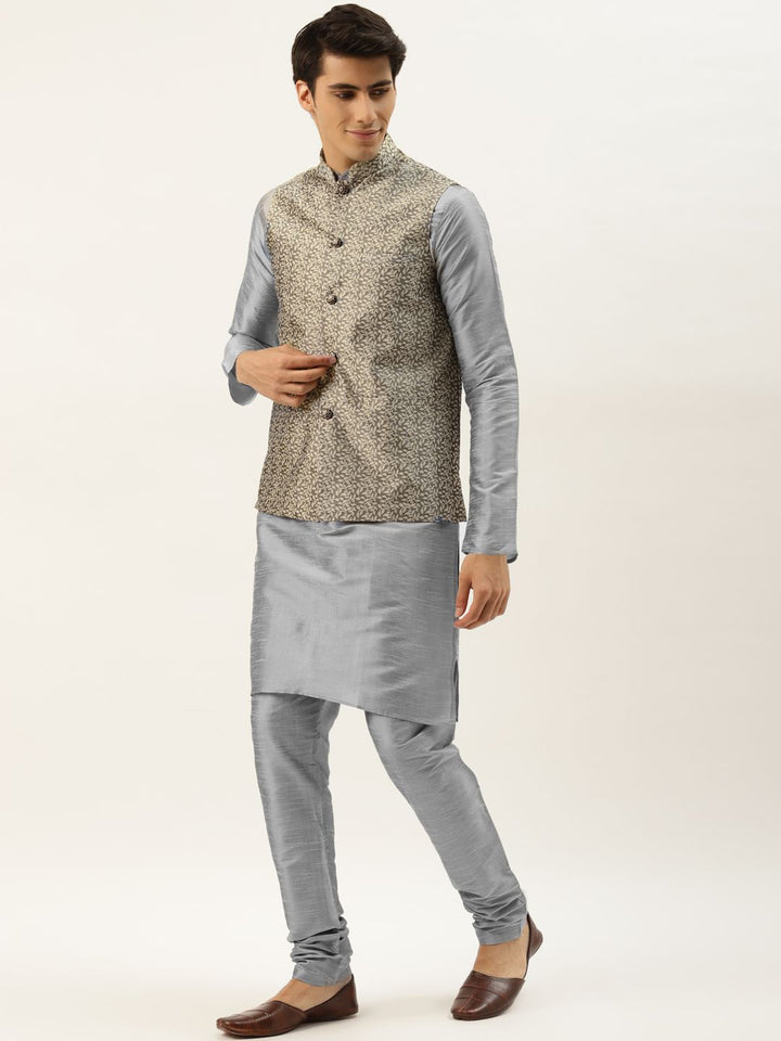 SOJANYA Kurta Biru Lelaki dengan Jaket Churidar & Nehru