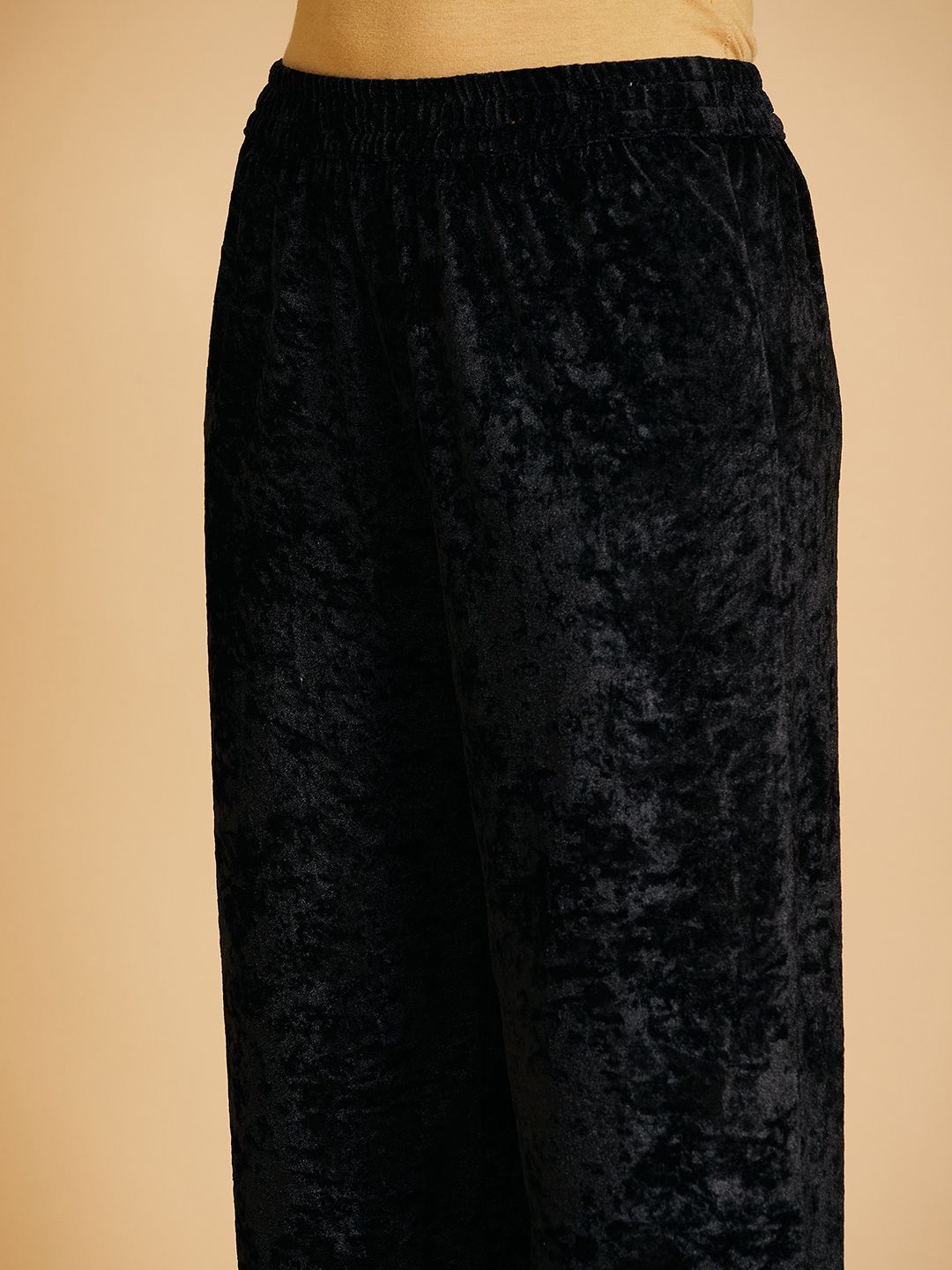 Shae by SASSAFRAS Black Empire Gotta Patti Velvet Kurta with Palazzos