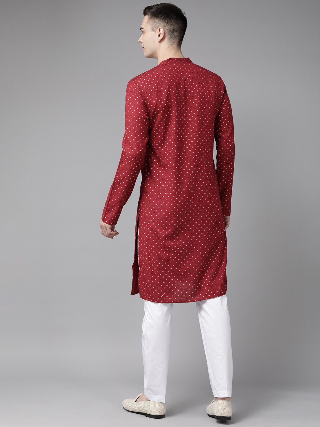 See Designs Mandarin Collar Ethnic Motifs Printed Straight Cotton Kurta