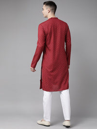 See Designs Mandarin Collar Ethnic Motifs Printed Straight Cotton Kurta